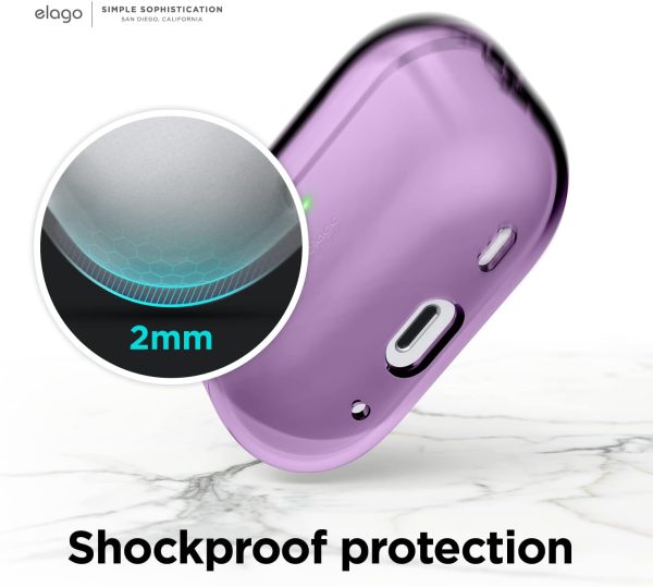 Airpods Pro 2022 elago Clear Case Protective Case Cover, Shockproof, Wireless Charging, Reduced Yellowing - Deep Purple - Image 7