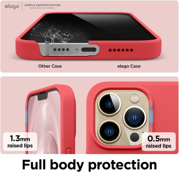 61d6I3YWxNL._AC_SL1500_ iPhone 13 Pro Max Liquid Silicon Case by elago Full Body Protective Cover, Shockproof, Slim Phone Case, Anti-Scratch Soft Microfiber Lining - Red - Image 3