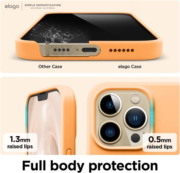 iPhone 13 Pro Max Liquid Silicon Case by elago Full Body Protective Cover, Shockproof, Slim Phone Case, Anti-Scratch Soft Microfiber Lining - Orange - Image 3
