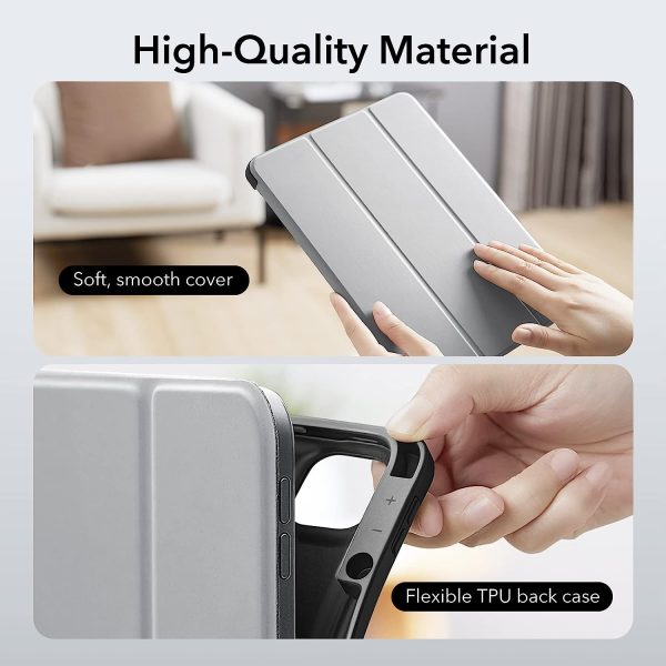 iPad Pro 12.9 2022 / 2021 Rebound Pencil Case Convenient Pencil Holder & Soft Flexible TPU Back Cover - Silver Grey - Image 3