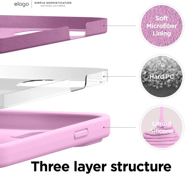 61qK2z4yV9L._AC_SL1500_ iPhone 13 Pro Max Liquid Silicon Case by elago Full Body Protective Cover, Shockproof, Slim Phone Case, Anti-Scratch Soft Microfiber Lining - Hot Pink - Image 5