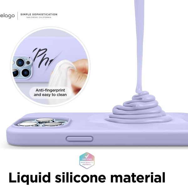 iPhone 13 Pro Max Liquid Silicon Case by elago Full Body Protective Cover, Shockproof, Slim Phone Case, Anti-Scratch Soft Microfiber Lining - Purple - Image 5