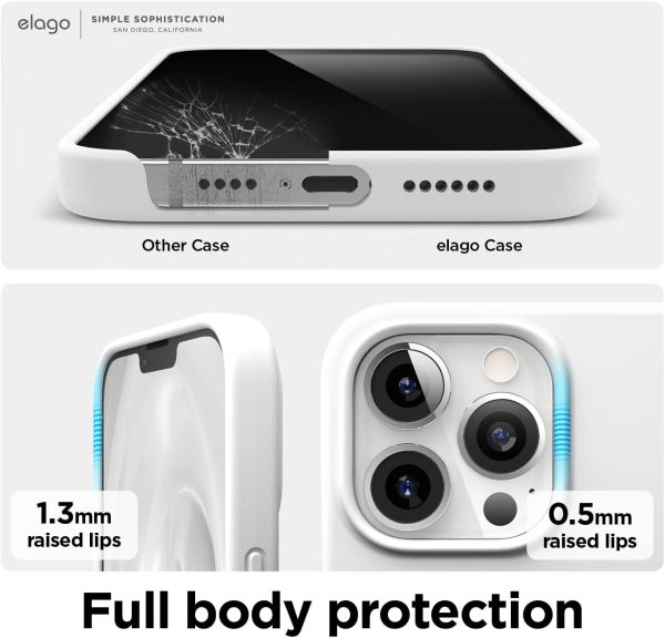 61vV+8E-4GL._AC_SL1500_ iPhone 13 Pro Max Liquid Silicon Case by elago Full Body Protective Cover, Shockproof, Slim Phone Case, Anti-Scratch Soft Microfiber Lining - White - Image 4