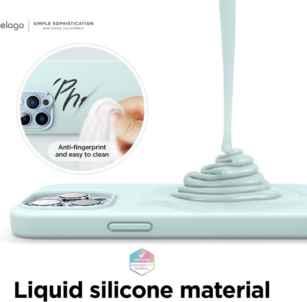 iPhone 13 Pro Max Liquid Silicon Case by elago Full Body Protective Cover, Shockproof, Slim Phone Case, Anti-Scratch Soft Microfiber Lining - Mint - Image 5