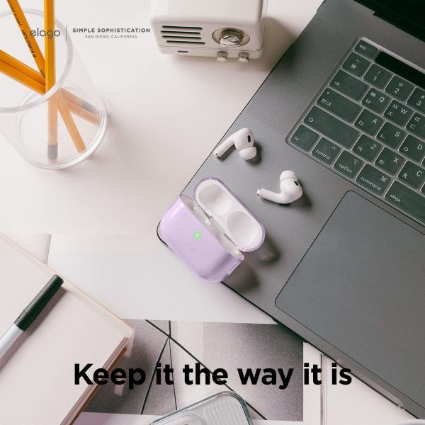 Airpods Pro 2022 elago Clear Case Protective Case Cover, Shockproof, Wireless Charging, Reduced Yellowing - Lavender - Image 6