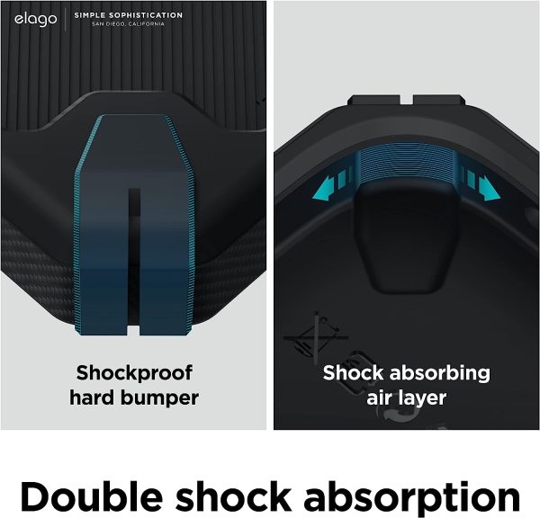 iPhone 14 Pro Max Armor Case by elago US Military Grade Drop Protection, Heavy-Duty Protective, Carbon Fiber Texture, Tough Rugged Design, Shockproof Bumper Cover - Black - Image 2