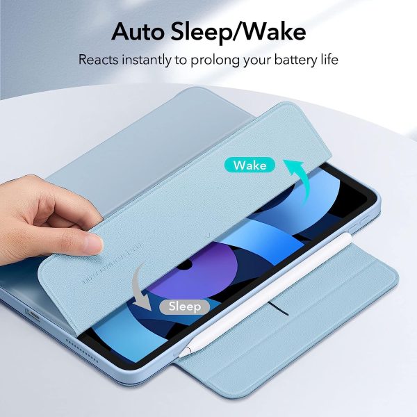 iPad Air 5 2022 Rebound Hybrid Case 360 Detachable Magnetic Cover, Adjustable Portrait / Landscape Stand, Pencil 2 Support, iPad Air 5/4 Case - Sky Blue - Image 9