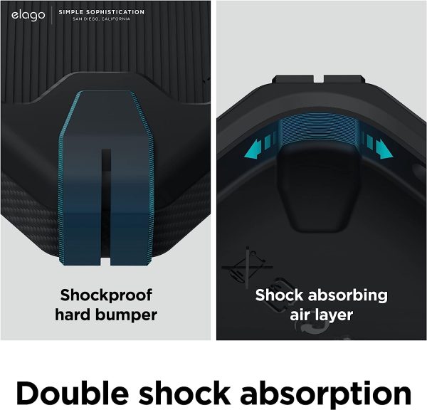 iPhone 14 Plus Armor Case by elago US Military Grade Drop Protection, Heavy-Duty Protective, Carbon Fiber Texture, Tough Rugged Design, Shockproof Bumper Cover - Black - Image 3