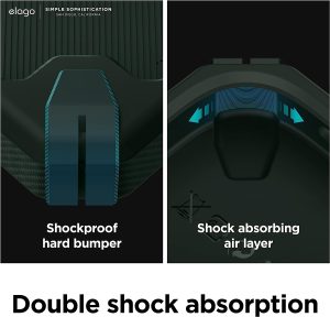 iPhone 14 Plus Armor Case by elago US Military Grade Drop Protection, Heavy-Duty Protective, Carbon Fiber Texture, Tough Rugged Design, Shockproof Bumper Cover - Dark Green - Image 5