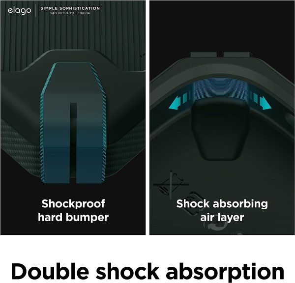 719bEvJoWoL._AC_SL1500_ iPhone 14 Plus Armor Case by elago US Military Grade Drop Protection, Heavy-Duty Protective, Carbon Fiber Texture, Tough Rugged Design, Shockproof Bumper Cover - Dark Green - Image 6