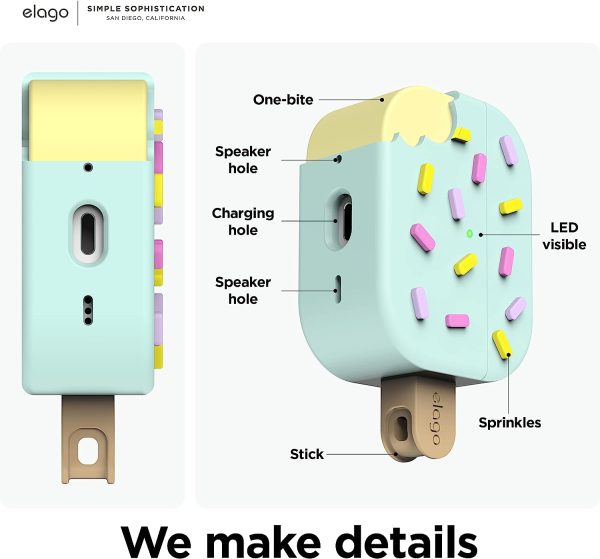 71DxQl8r+7L._AC_SL1500_ Airpods Pro 2022 elago Ice Cream Design Case - Mint - Image 2
