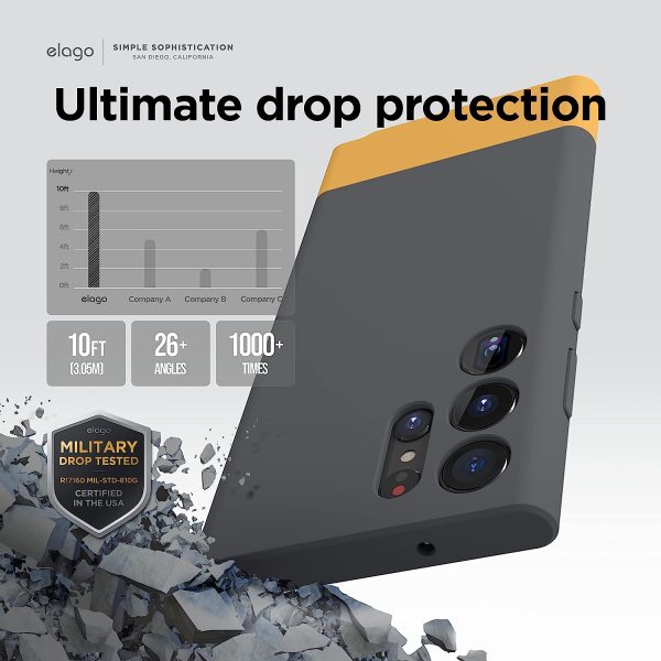 71E5ZbS0zhL._AC_SL1500_ Galaxy S23 Ultra Glide Armor Case by elago Glide Armor Case Drop Protection, Shockproof Protective TPU Cover, Upgraded Shockproof, Mix and Match Parts, Enhanced Camera Guard - Dark Gray / Yellow - Image 4