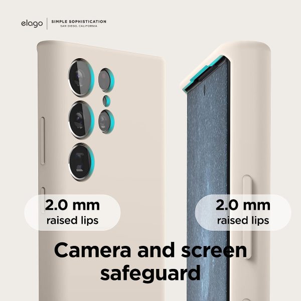 Galaxy S23 Ultra Liquid Silicone Case, Full Body Protective Cover, Shockproof, Slim Phone Case, Anti-Scratch Soft Microfiber Lining - Stone - Image 3