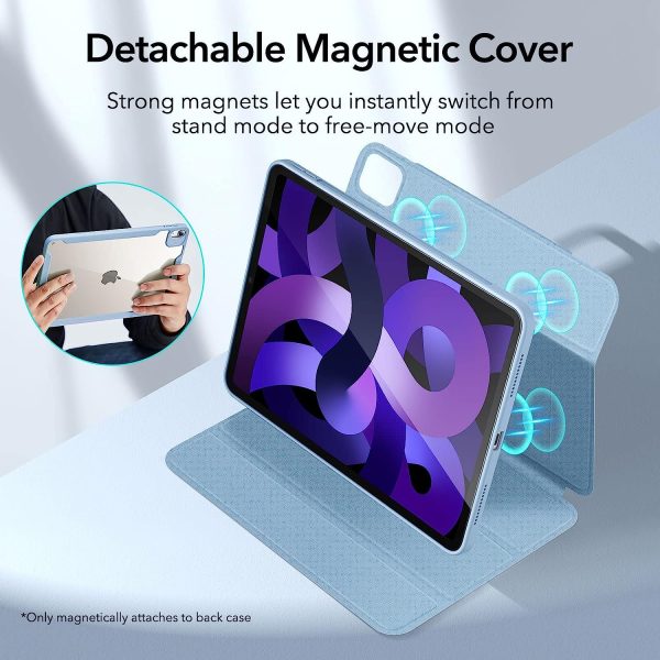 iPad Air 5 2022 Rebound Hybrid Case 360 Detachable Magnetic Cover, Adjustable Portrait / Landscape Stand, Pencil 2 Support, iPad Air 5/4 Case - Sky Blue - Image 7