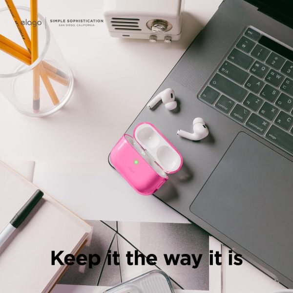 AirPods Pro 2 (2022) elago Clear Case Protective Case Cover, Shockproof, Wireless Charging, Reduced Yellowing - Neon Hot Pink - Image 7