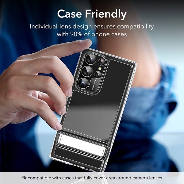 Galaxy S23 Ultra Camera Lens Protector , Scratch-Resistant Ultra-Thin Tempered Glass with Aluminum Edge - Set of 5 - Black - Image 3