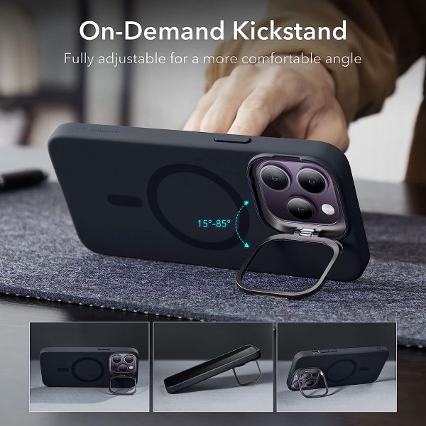 Apple iPhone 14 Pro Max Cloud Kickstand Case with Halolock, Magsafe enabled Case - Black - Image 6