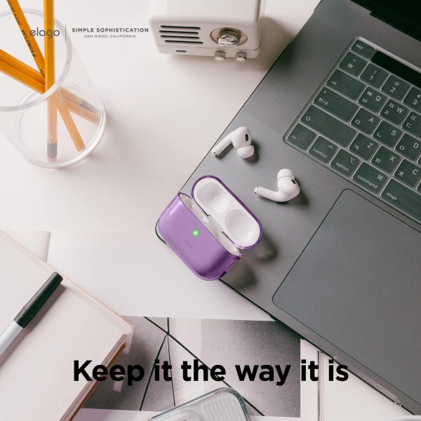 Airpods Pro 2022 elago Clear Case Protective Case Cover, Shockproof, Wireless Charging, Reduced Yellowing - Deep Purple - Image 2