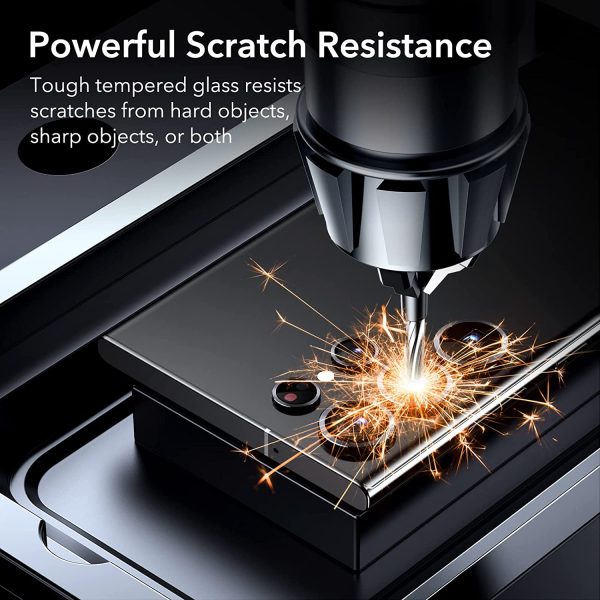 Galaxy S23 Ultra Camera Lens Protector , Scratch-Resistant Ultra-Thin Tempered Glass with Aluminum Edge - Set of 5 - Black - Image 5