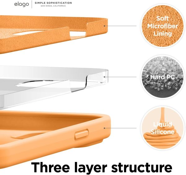 iPhone 13 Pro Max Liquid Silicon Case by elago Full Body Protective Cover, Shockproof, Slim Phone Case, Anti-Scratch Soft Microfiber Lining - Orange - Image 5