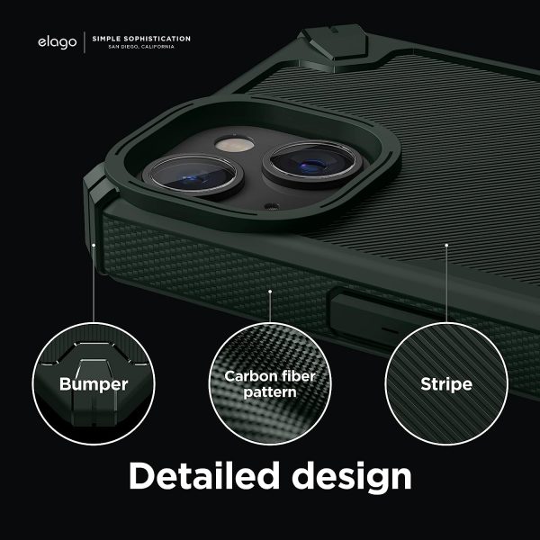 8127CRPWKDL._AC_SL1500_ iPhone 14 Plus Armor Case by elago US Military Grade Drop Protection, Heavy-Duty Protective, Carbon Fiber Texture, Tough Rugged Design, Shockproof Bumper Cover - Dark Green - Image 7