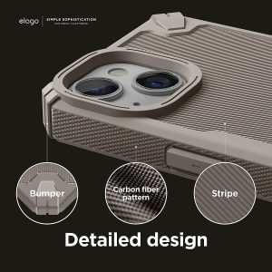 iPhone 14 Plus Armor Case by elago US Military Grade Drop Protection, Heavy-Duty Protective, Carbon Fiber Texture, Tough Rugged Design, Shockproof Bumper Cover - Military Sand - Image 6