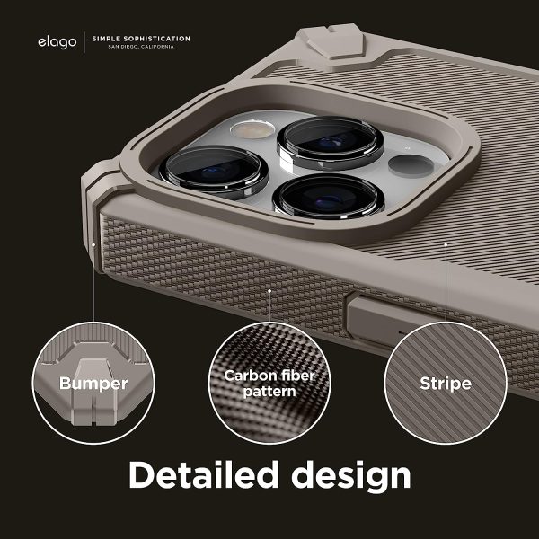 iPhone 14 Pro Max Armor Case by elago US Military Grade Drop Protection, Heavy-Duty Protective, Carbon Fiber Texture, Tough Rugged Design, Shockproof Bumper Cover - Military Sand - Image 7