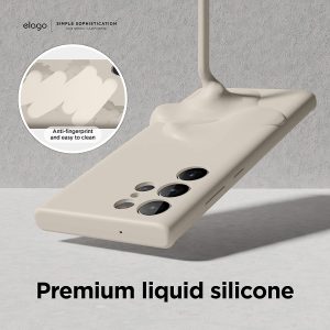 Galaxy S23 Ultra Liquid Silicone Case, Full Body Protective Cover, Shockproof, Slim Phone Case, Anti-Scratch Soft Microfiber Lining - Stone - Image 5