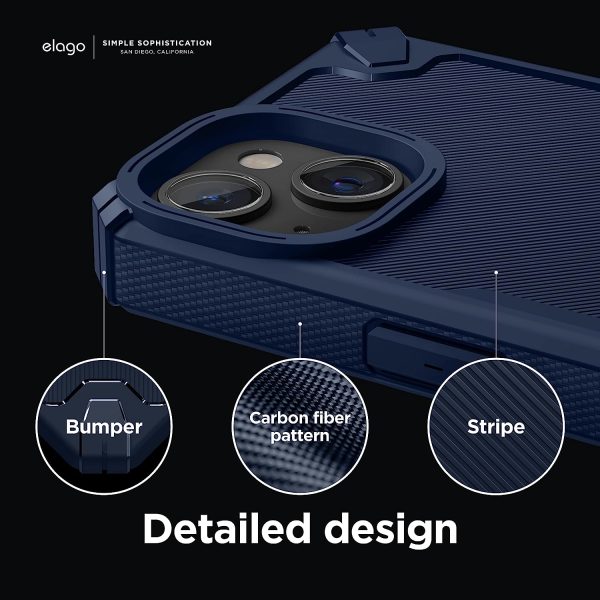 iPhone 14 Plus Armor Case by elago US Military Grade Drop Protection, Heavy-Duty Protective, Carbon Fiber Texture, Tough Rugged Design, Shockproof Bumper Cover - Jean Indigo - Image 6
