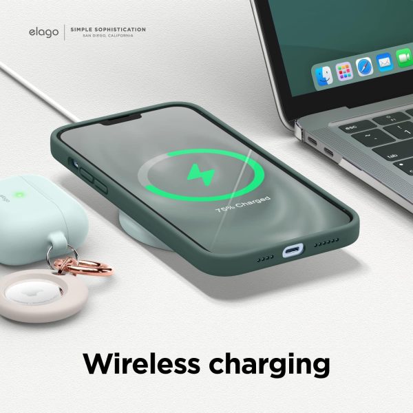 iPhone 13 Pro Max Liquid Silicon Case by elago Full Body Protective Cover, Shockproof, Slim Phone Case, Anti-Scratch Soft Microfiber Lining - Midnight Green - Image 6