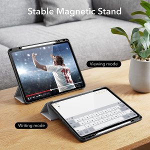 iPad Pro 12.9 2022 / 2021 Rebound Pencil Case Convenient Pencil Holder & Soft Flexible TPU Back Cover - Silver Grey - Image 7