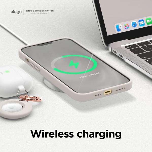 iPhone 13 Pro Max Liquid Silicon Case by elago Full Body Protective Cover, Shockproof, Slim Phone Case, Anti-Scratch Soft Microfiber Lining - Stone - Image 6