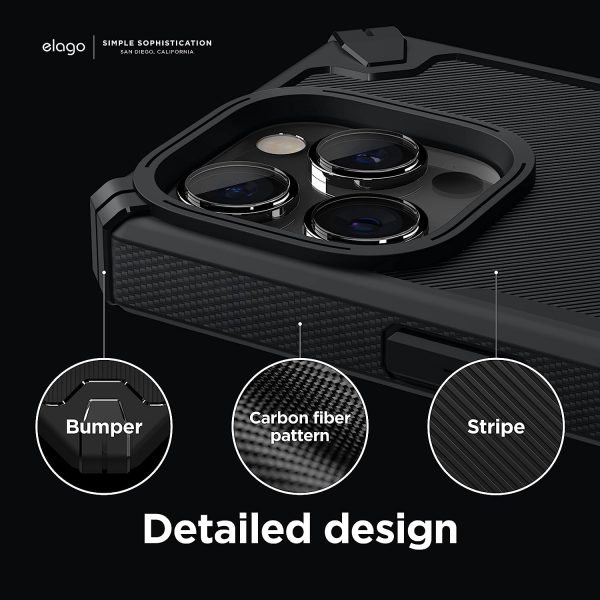 iPhone 14 Pro Max Armor Case by elago US Military Grade Drop Protection, Heavy-Duty Protective, Carbon Fiber Texture, Tough Rugged Design, Shockproof Bumper Cover - Black - Image 4