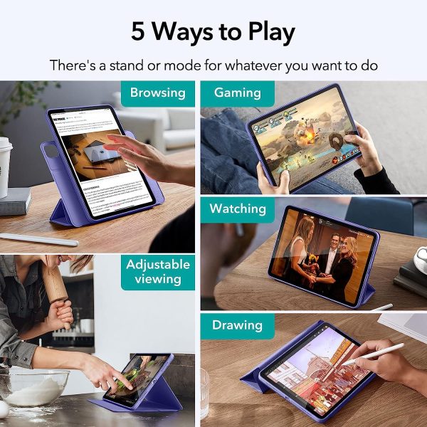 iPad Air 5 2022 Rebound Hybrid Case 360 Detachable Magnetic Cover, Adjustable Portrait / Landscape Stand, Pencil 2 Support, iPad Air 5/4 Case - Lavender - Image 9