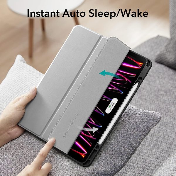 iPad Pro 12.9 2022 / 2021 Rebound Pencil Case Convenient Pencil Holder & Soft Flexible TPU Back Cover - Silver Grey - Image 8