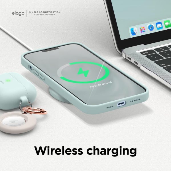 iPhone 13 Pro Max Liquid Silicon Case by elago Full Body Protective Cover, Shockproof, Slim Phone Case, Anti-Scratch Soft Microfiber Lining - Mint - Image 6