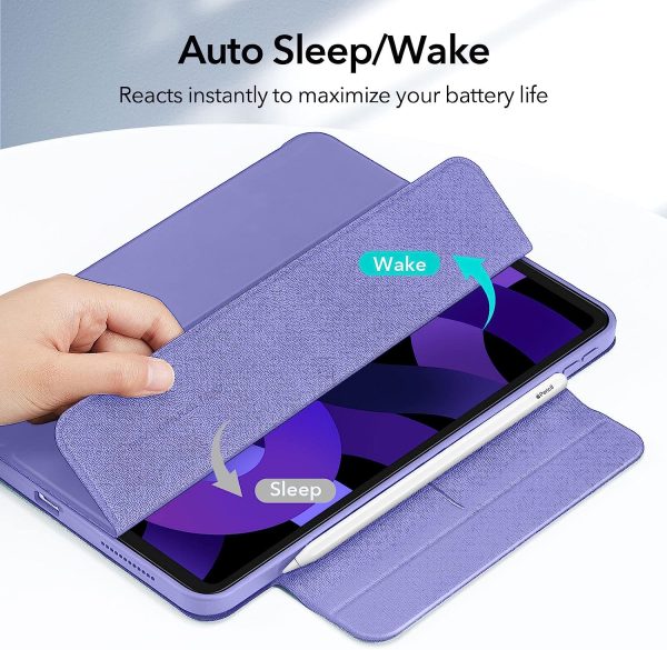 iPad Air 5 2022 Rebound Hybrid Case 360 Detachable Magnetic Cover, Adjustable Portrait / Landscape Stand, Pencil 2 Support, iPad Air 5/4 Case - Lavender - Image 8