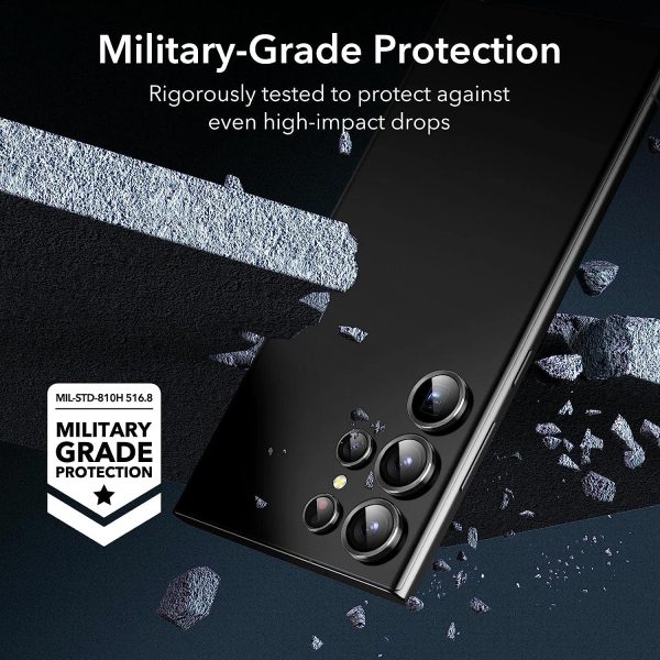Galaxy S23 Ultra Camera Lens Protector , Scratch-Resistant Ultra-Thin Tempered Glass with Aluminum Edge - Set of 5 - Black - Image 6
