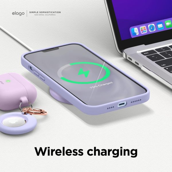 iPhone 13 Pro Max Liquid Silicon Case by elago Full Body Protective Cover, Shockproof, Slim Phone Case, Anti-Scratch Soft Microfiber Lining - Purple - Image 4