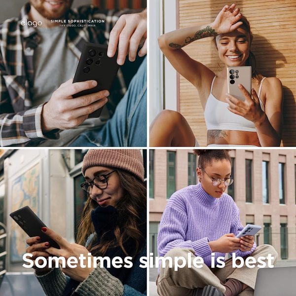 Galaxy S23 Ultra Liquid Silicone Case, Full Body Protective Cover, Shockproof, Slim Phone Case, Anti-Scratch Soft Microfiber Lining - Stone - Image 7