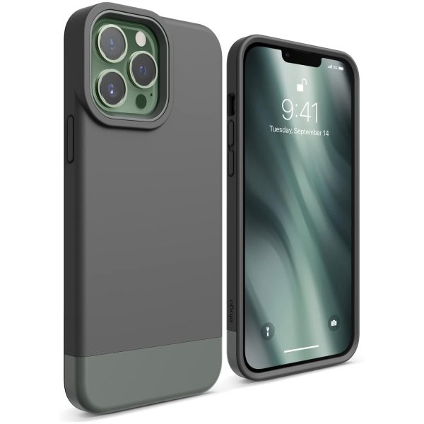 elago 13 pro max glide armor case dark grey light green iPhone 13 Pro Max Glide Armor Case by elago Glide Armor Case Drop Protection, Shockproof Protective TPU Cover, Upgraded Shockproof, Mix and Match Parts, Enhanced Camera Guard - Dark Gray / Light Green - Image 1