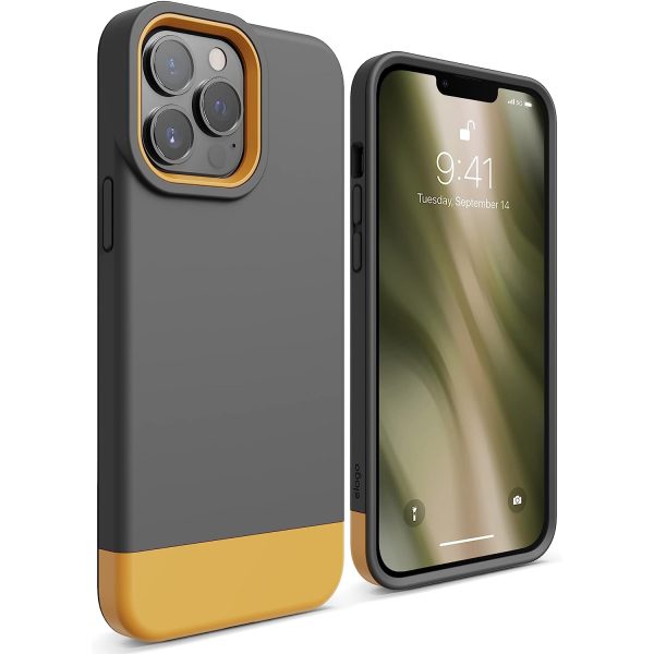 elago 13 pro max glide armor dark gray : yellow iPhone 13 Pro Max Glide Armor Case by elago Glide Armor Case Drop Protection, Shockproof Protective TPU Cover, Upgraded Shockproof, Mix and Match Parts, Enhanced Camera Guard - Dark Gray / Yellow - Image 1