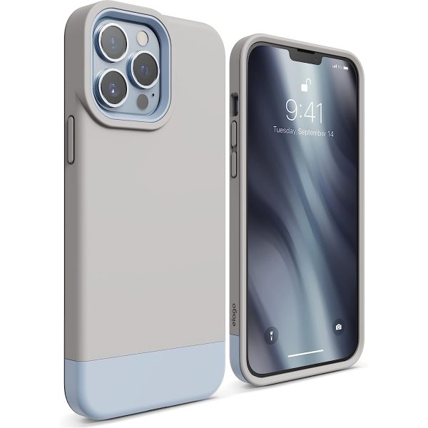 elago 13 pro max glide armor stone light blue iPhone 13 Pro Max Glide Armor Case by elago Glide Armor Case Drop Protection, Shockproof Protective TPU Cover, Upgraded Shockproof, Mix and Match Parts, Enhanced Camera Guard - Stone / Light Blue - Image 1
