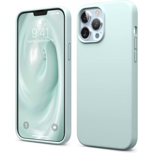 iPhone 13 Pro Max Liquid Silicon Case by elago Full Body Protective Cover, Shockproof, Slim Phone Case, Anti-Scratch Soft Microfiber Lining - Mint