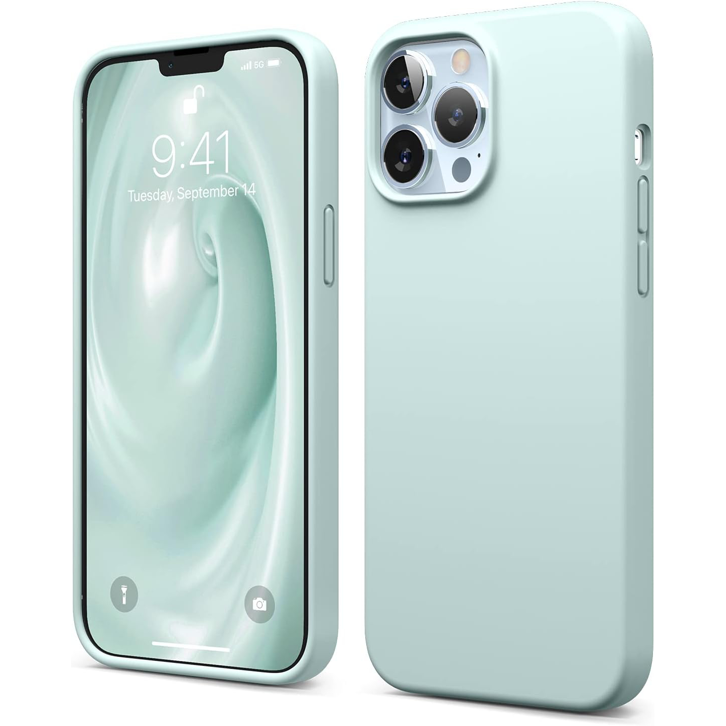 elago 13 pro max silicon case mint iPhone 13 Pro Max Liquid Silicon Case by elago Full Body Protective Cover, Shockproof, Slim Phone Case, Anti-Scratch Soft Microfiber Lining - Mint - Image 1