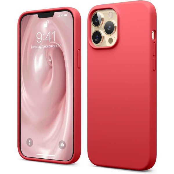 elago 13 pro max silicon case red iPhone 13 Pro Max Liquid Silicon Case by elago Full Body Protective Cover, Shockproof, Slim Phone Case, Anti-Scratch Soft Microfiber Lining - Red - Image 1