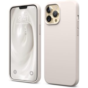 iPhone 13 Pro Max Liquid Silicon Case by elago Full Body Protective Cover, Shockproof, Slim Phone Case, Anti-Scratch Soft Microfiber Lining - Stone