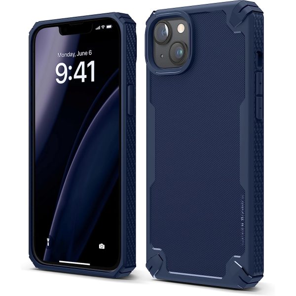 elago 14 plus armor case jean indigo iPhone 14 Plus Armor Case by elago US Military Grade Drop Protection, Heavy-Duty Protective, Carbon Fiber Texture, Tough Rugged Design, Shockproof Bumper Cover - Jean Indigo - Image 1