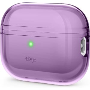 Airpods Pro 2022 elago Clear Case Protective Case Cover, Shockproof, Wireless Charging, Reduced Yellowing - Deep Purple