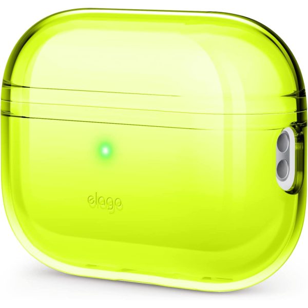 elago clear case airpods pro 2 neon yellow AirPods Pro 2 (2022) elago Clear Case Protective Case Cover, Shockproof, Wireless Charging, Reduced Yellowing - Neon Yellow - Image 1
